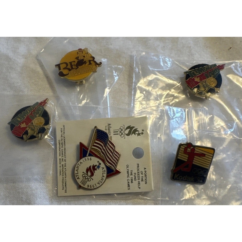 5 Hat‎ Lapel Scarf Pins Buttons Some Vintage Atlanta Olympics DisneyLand Mixed